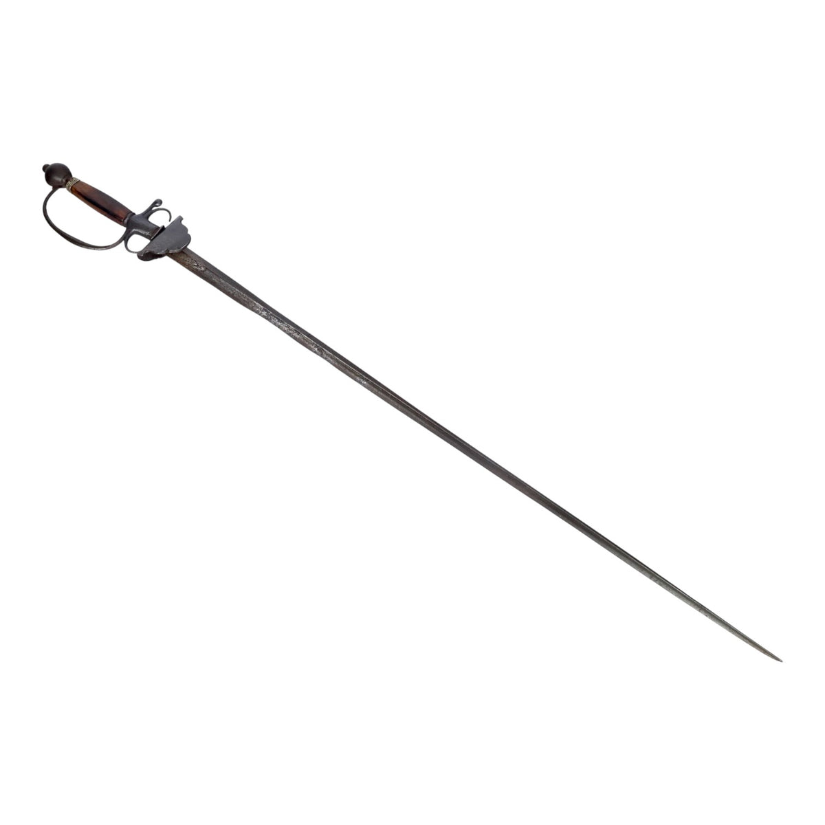 Spanish 18th/19th C. Trefoil Rapier Sword with D-Guard & German Silver Mount