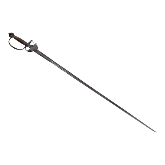 Spanish 18th/19th C. Trefoil Rapier Sword with D-Guard & German Silver Mount