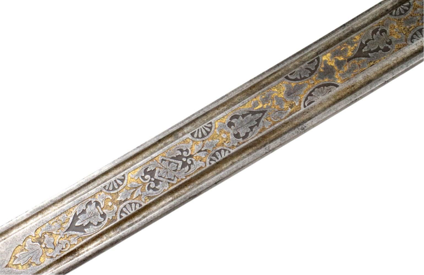 Spanish or Mexican 1880 Senior Officer's Sword with Ancestral 18th C. heavily silvered and gold overlaid Iron Hilt and Toledo Blade