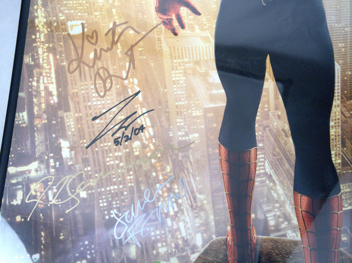 Spider-Man 2 (2004) Signed & Framed Poster – 12 Signatures with COA, Tobey Maguire, Kirsten Dunst, Bruce Campbell, Sam Raimi
