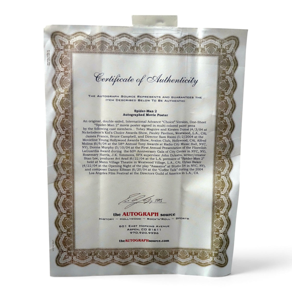 Spider-Man 2 (2004) Signed & Framed Poster – 12 Signatures with COA, Tobey Maguire, Kirsten Dunst, Bruce Campbell, Sam Raimi
