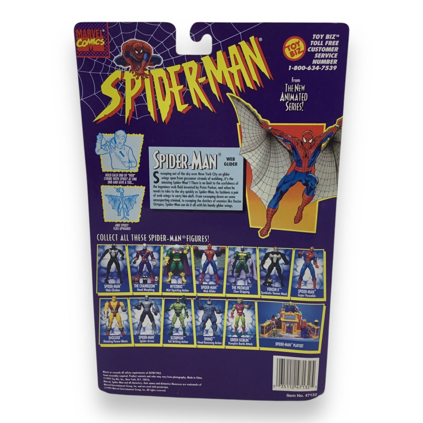 Spider-Man The Animated Series Web-Glider Spiderman Action Figure 1995