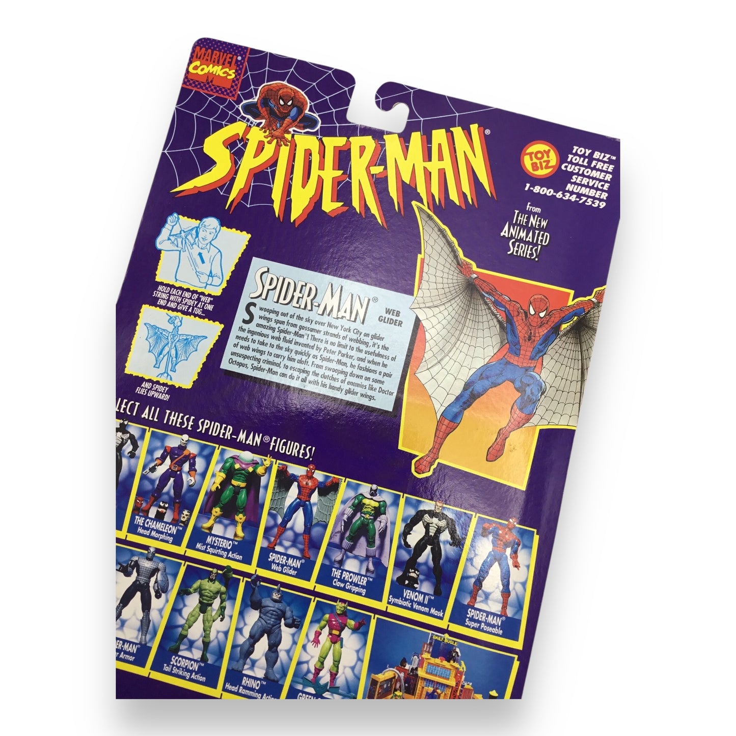 Spider-Man The Animated Series Web-Glider Spiderman Action Figure 1995