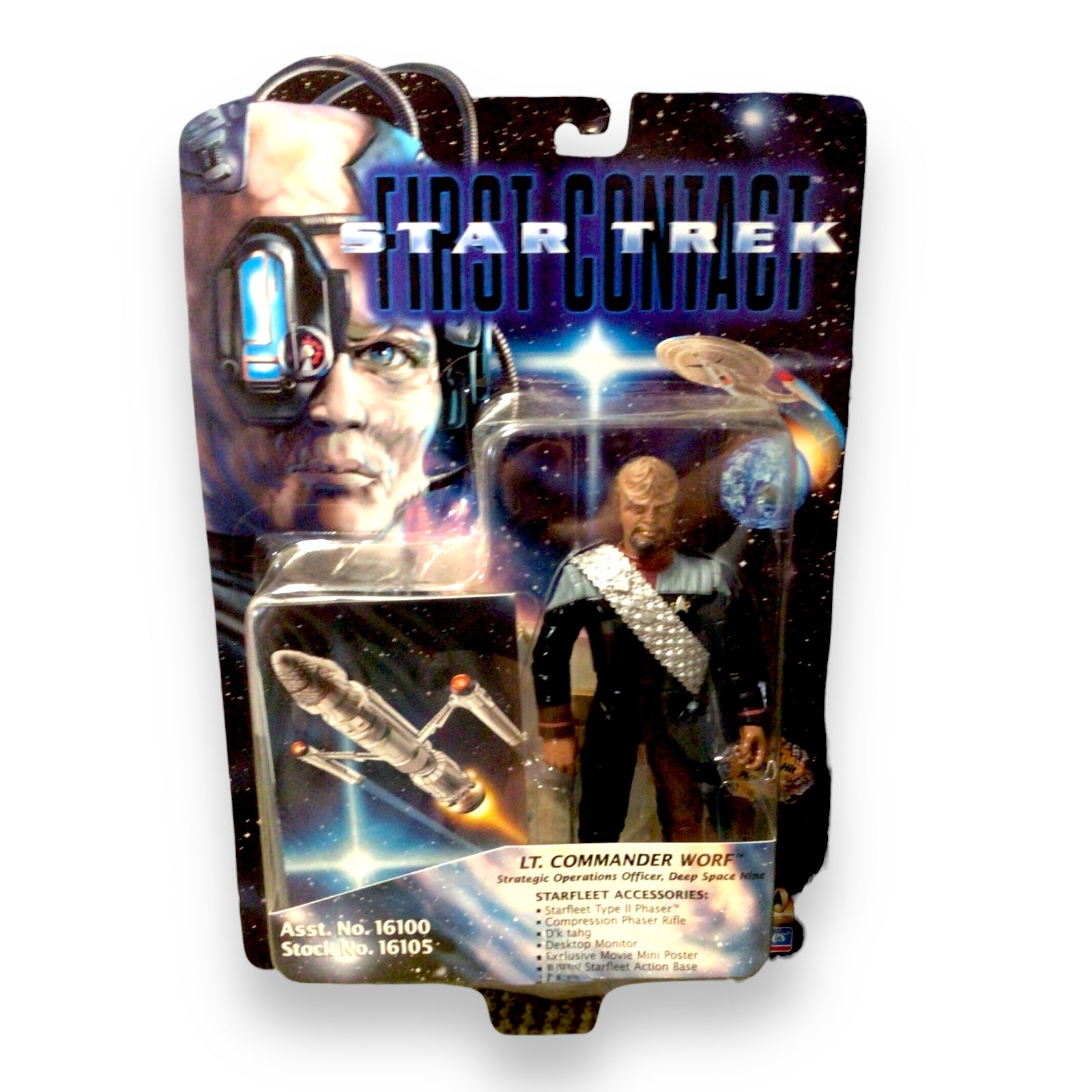 Star Trek Action Figures - Worf, Tom Paris, Seska - Factory Sealed