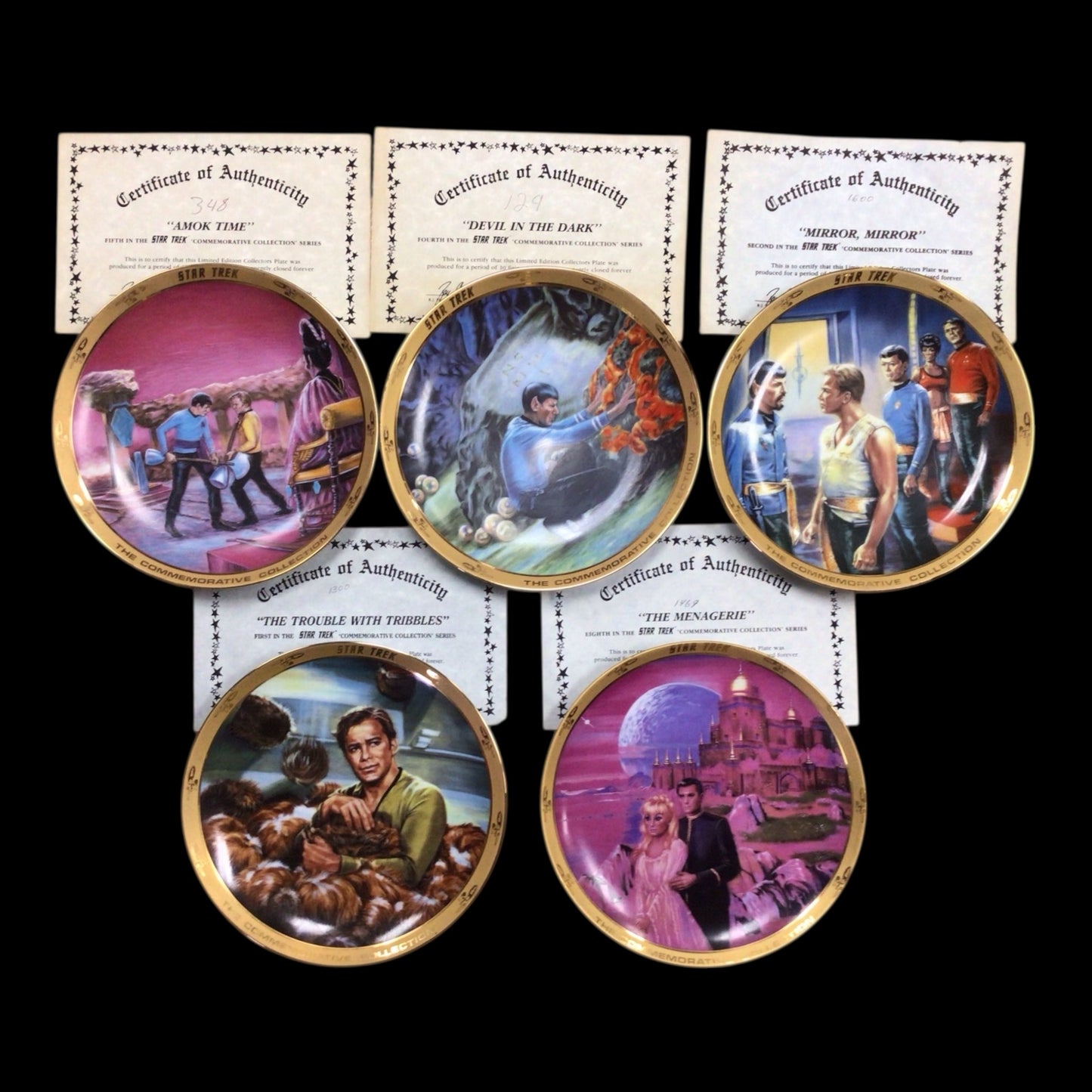 Star Trek Commemorative Plates - Set of 5 with Certificates of Authenticity