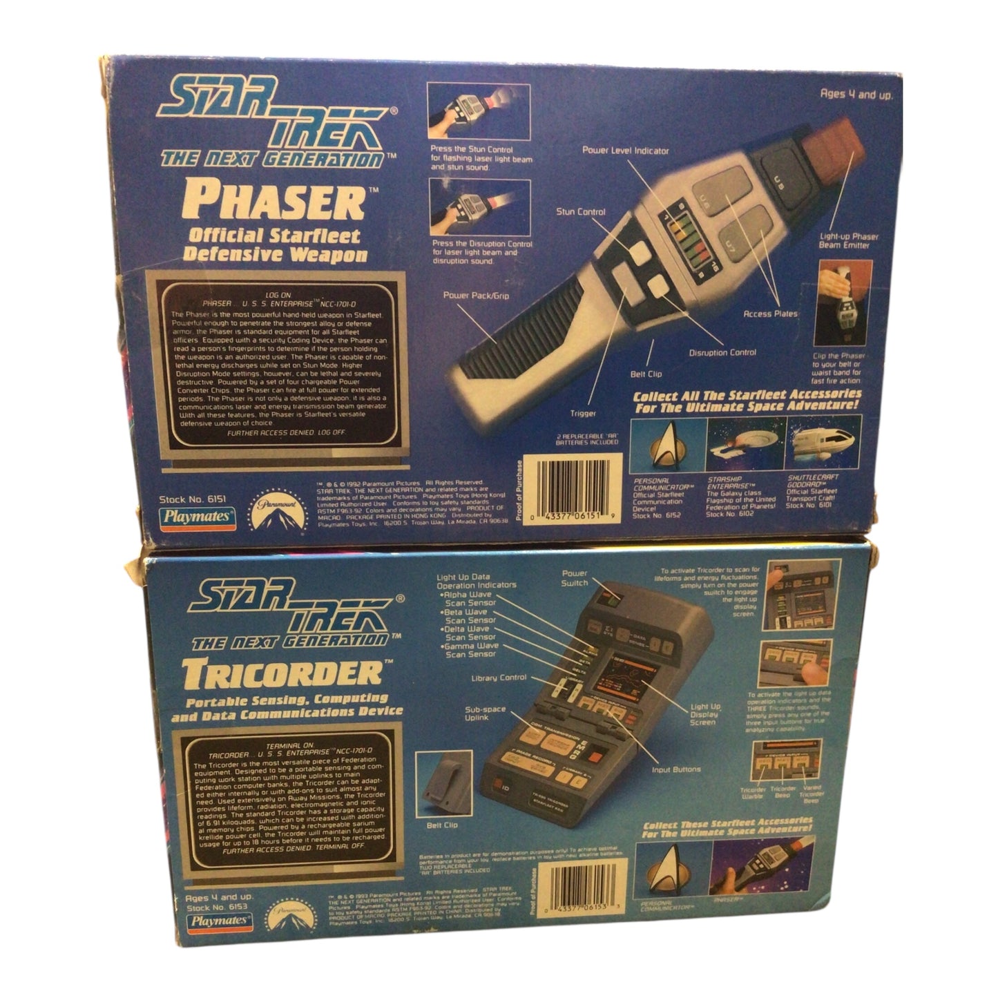 Star Trek: The Next Generation Tricorder & Phaser Set - Playmates (New in Box)