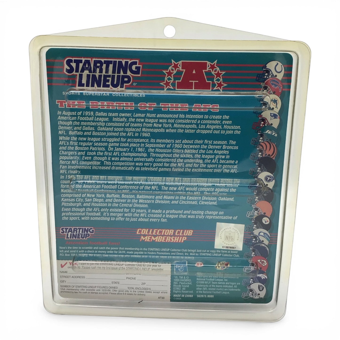 Starting Lineup Collector Club Edition AFC Helmet Collection - Hasbro 1999