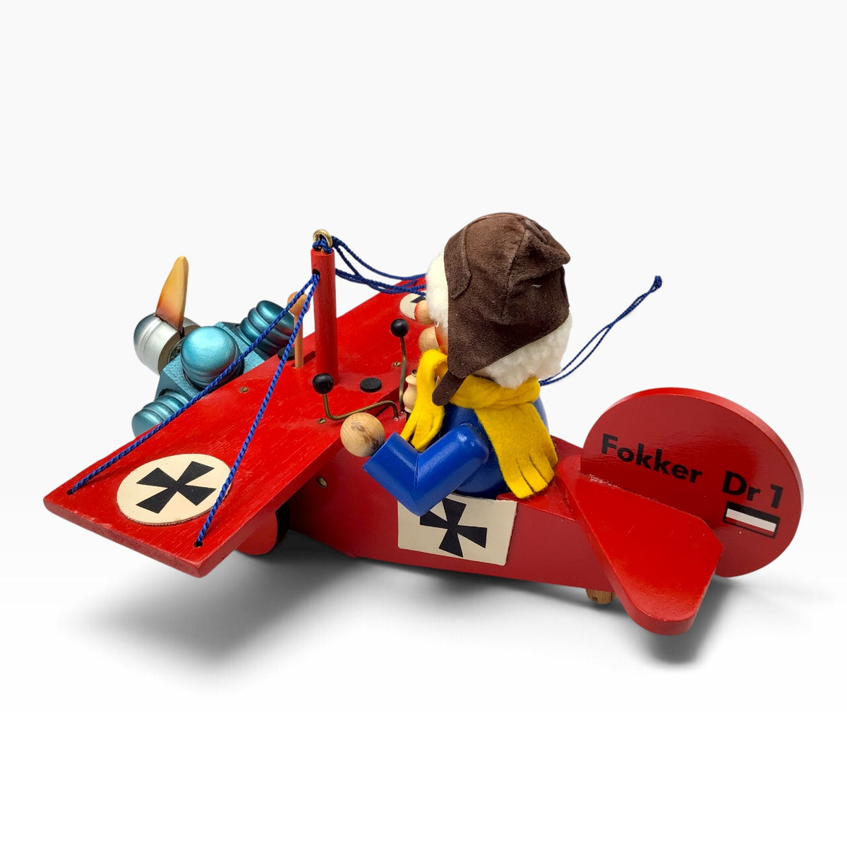 Steinbach German Red Baron Fokker Dr.I Smoking Airplane Man - Music Box