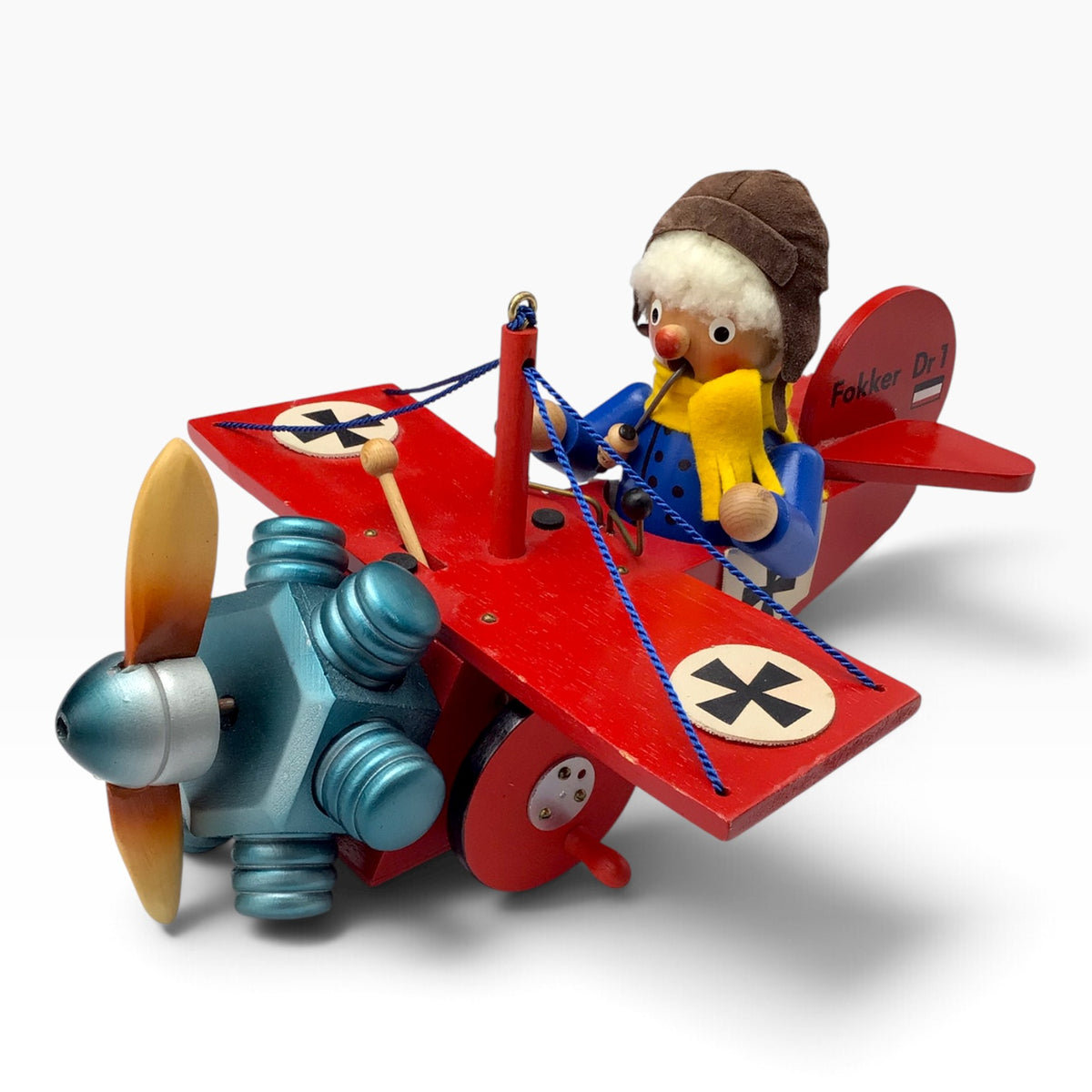 Steinbach German Red Baron Fokker Dr.I Smoking Airplane Man - Music Box