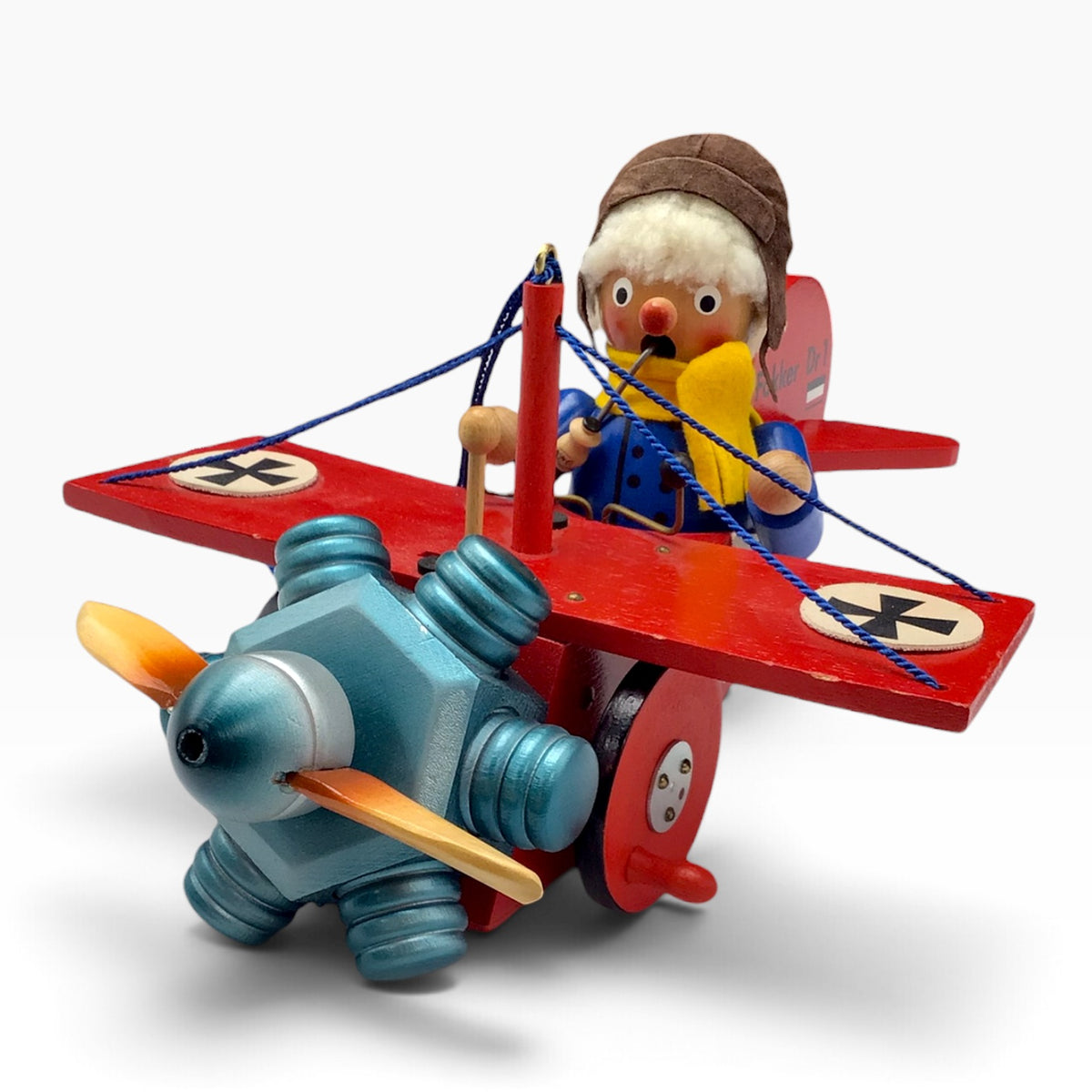 Steinbach German Red Baron Fokker Dr.I Smoking Airplane Man - Music Box