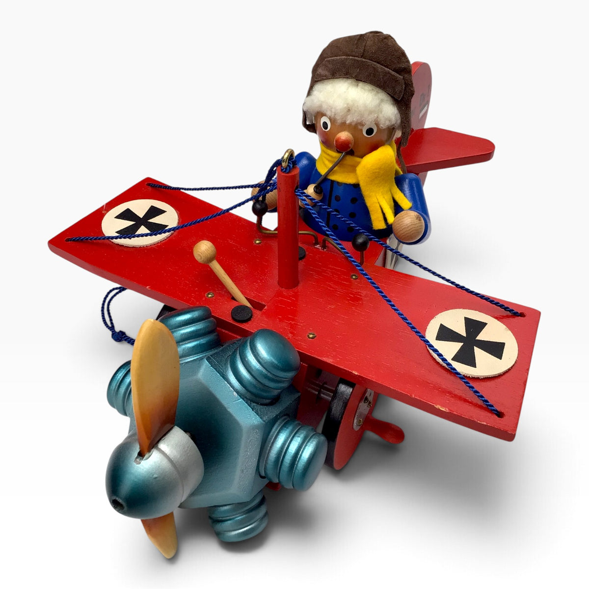 Steinbach German Red Baron Fokker Dr.I Smoking Airplane Man - Music Box