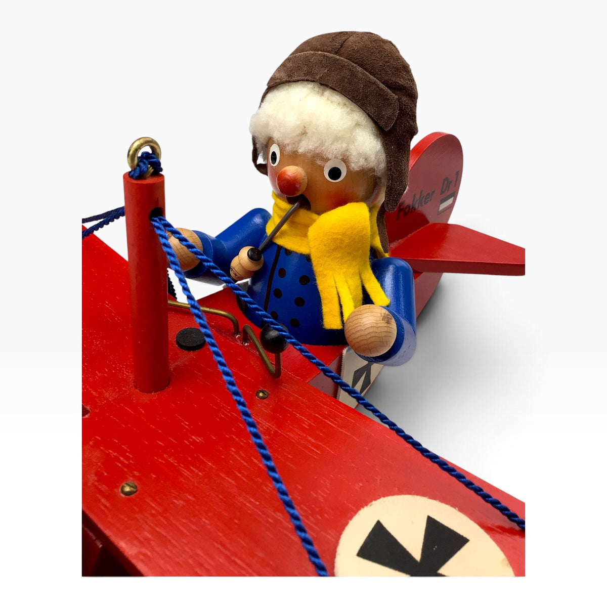 Steinbach German Red Baron Fokker Dr.I Smoking Airplane Man - Music Box