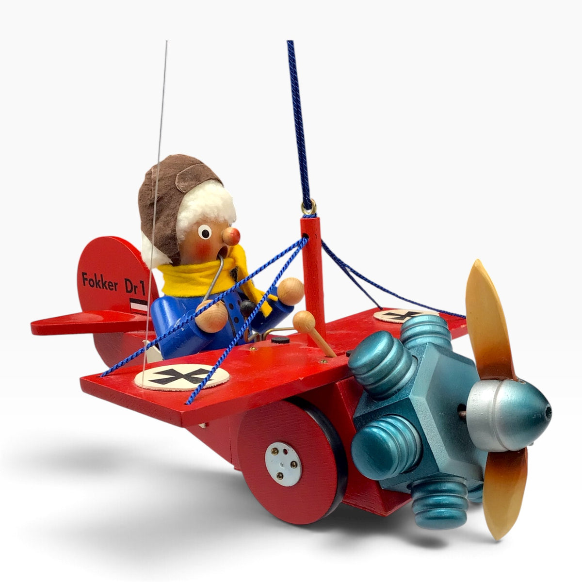 Steinbach German Red Baron Fokker Dr.I Smoking Airplane Man - Music Box