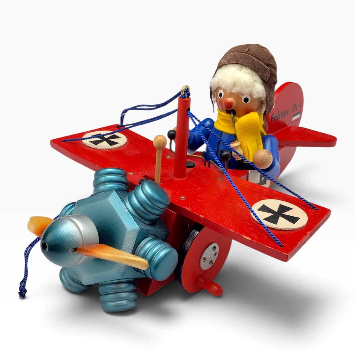 Steinbach German Red Baron Fokker Dr.I Smoking Airplane Man - Music Box