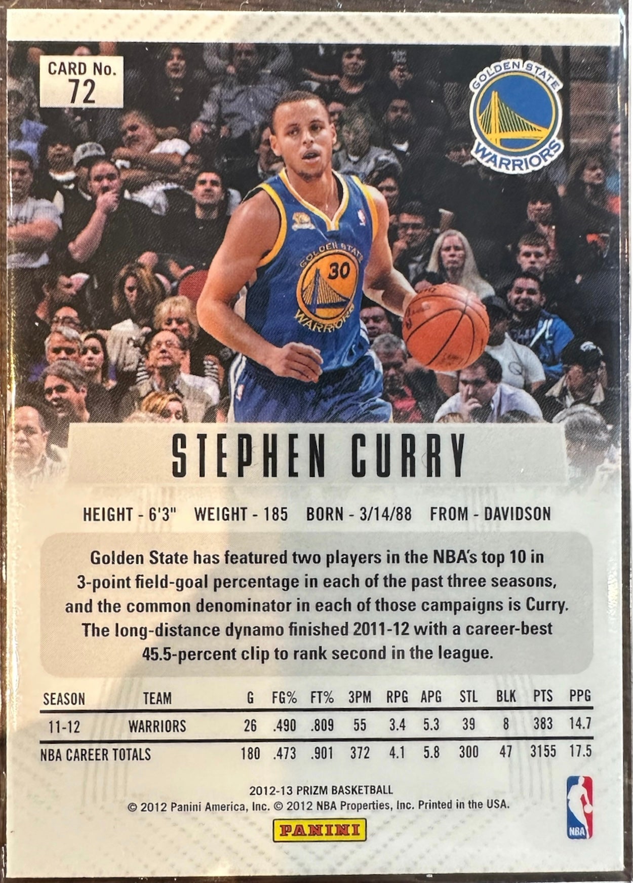 Stephen Curry Prizm First Year Card