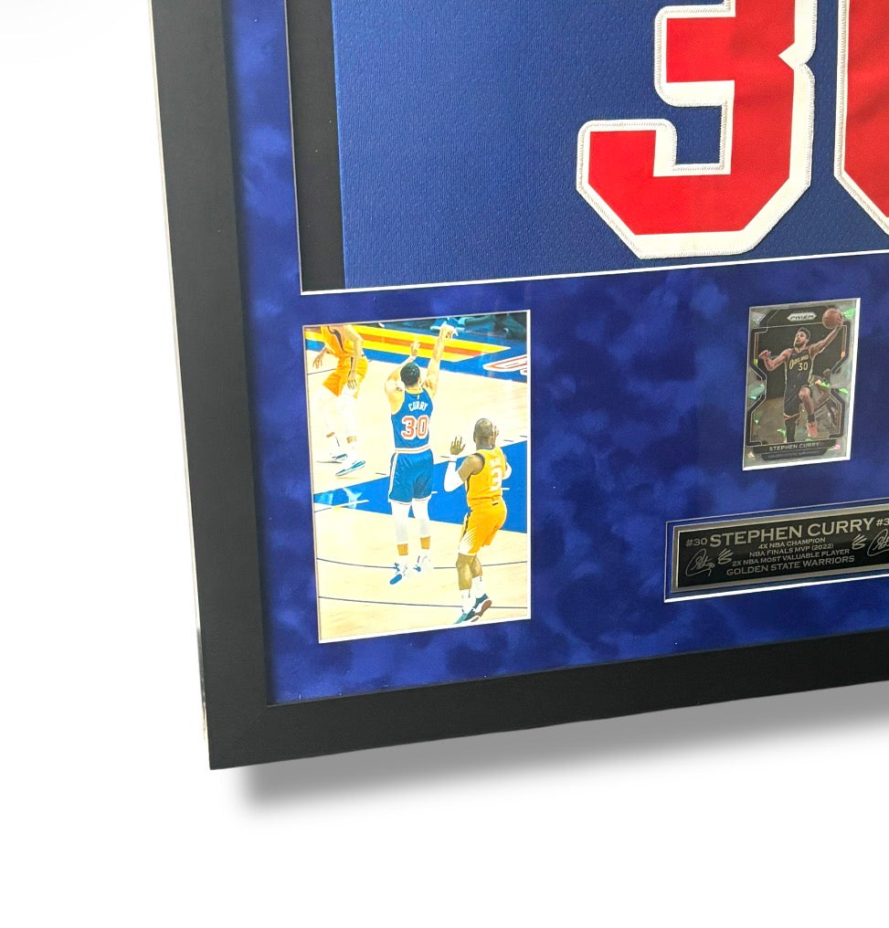 Stephen Curry Throwback Jersey w/ Ice Prizm Sports Card & Custom Name Plate