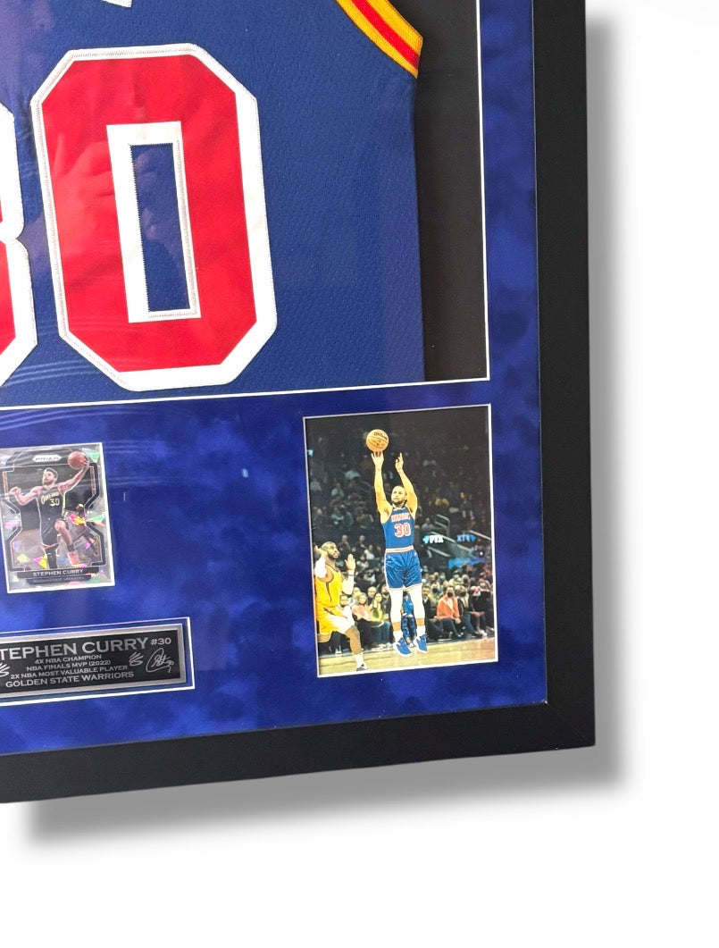 Stephen Curry Throwback Jersey w/ Ice Prizm Sports Card & Custom Name Plate