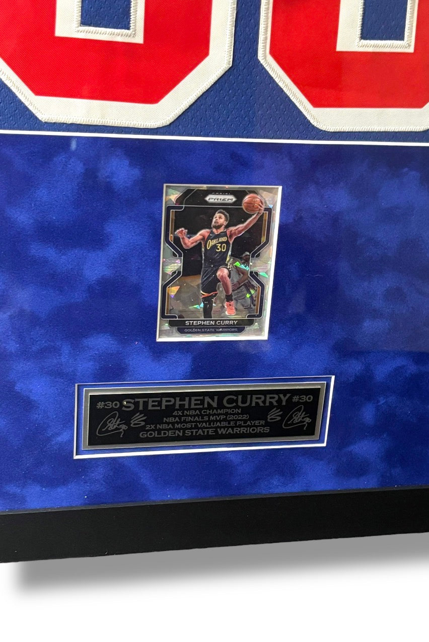 Stephen Curry Throwback Jersey w/ Ice Prizm Sports Card & Custom Name Plate