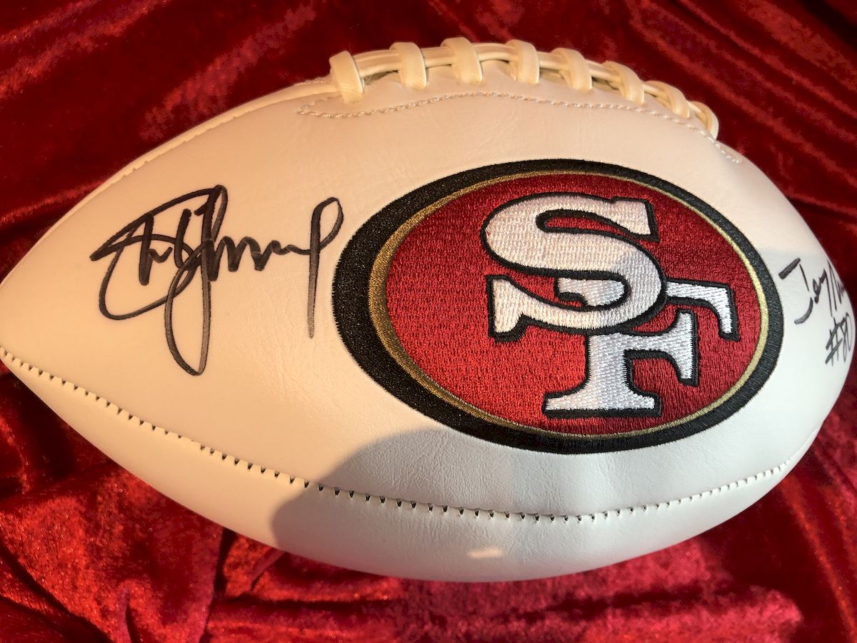 Steve Young & Jerry Rice 49ers Autographed Football Shadowbox