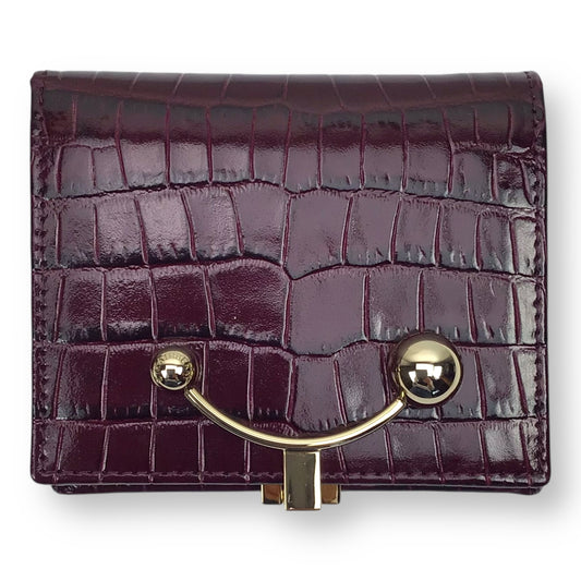 Strathberry Crescent Wallet Burgundy Croc Leather w/Gold Trim