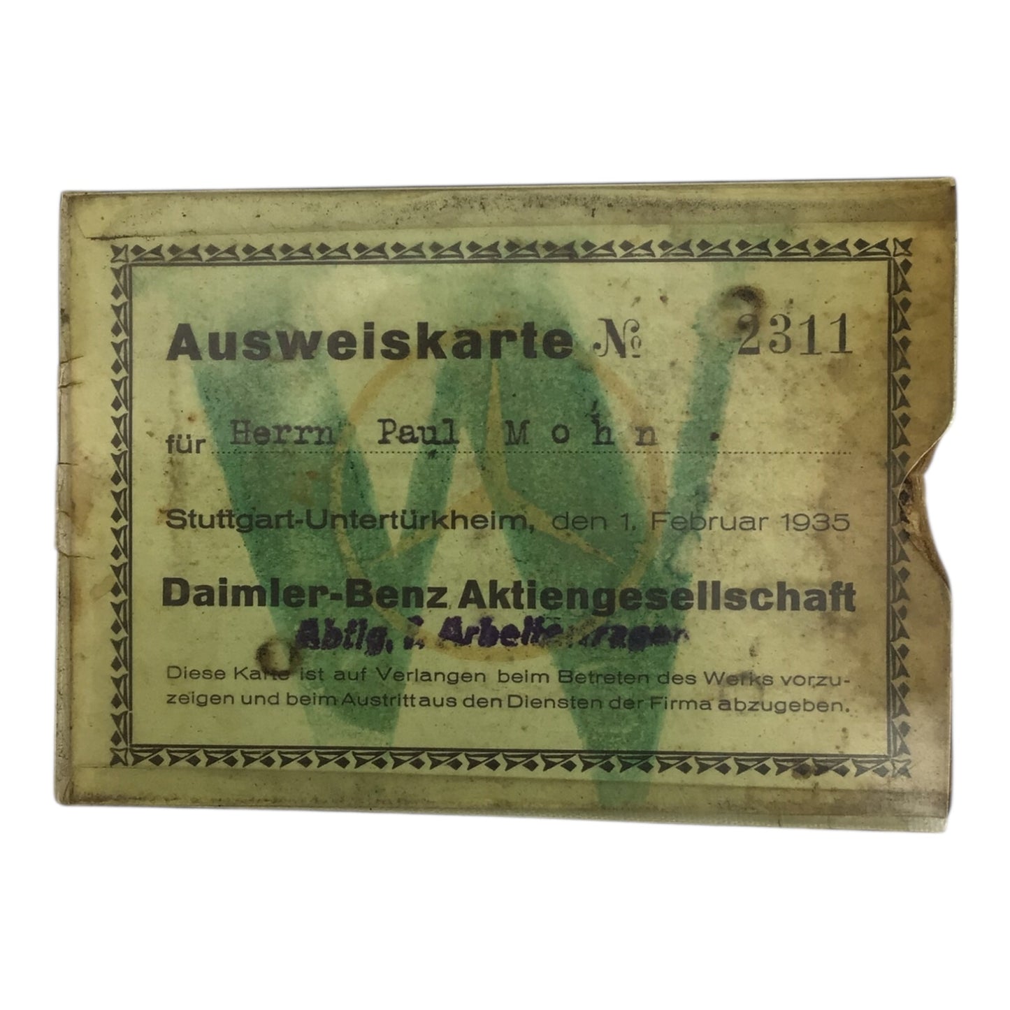 Super Cool German WW2 Daimler-Benz Paul Mohn Riker Grouping with Medal, ID & Photo