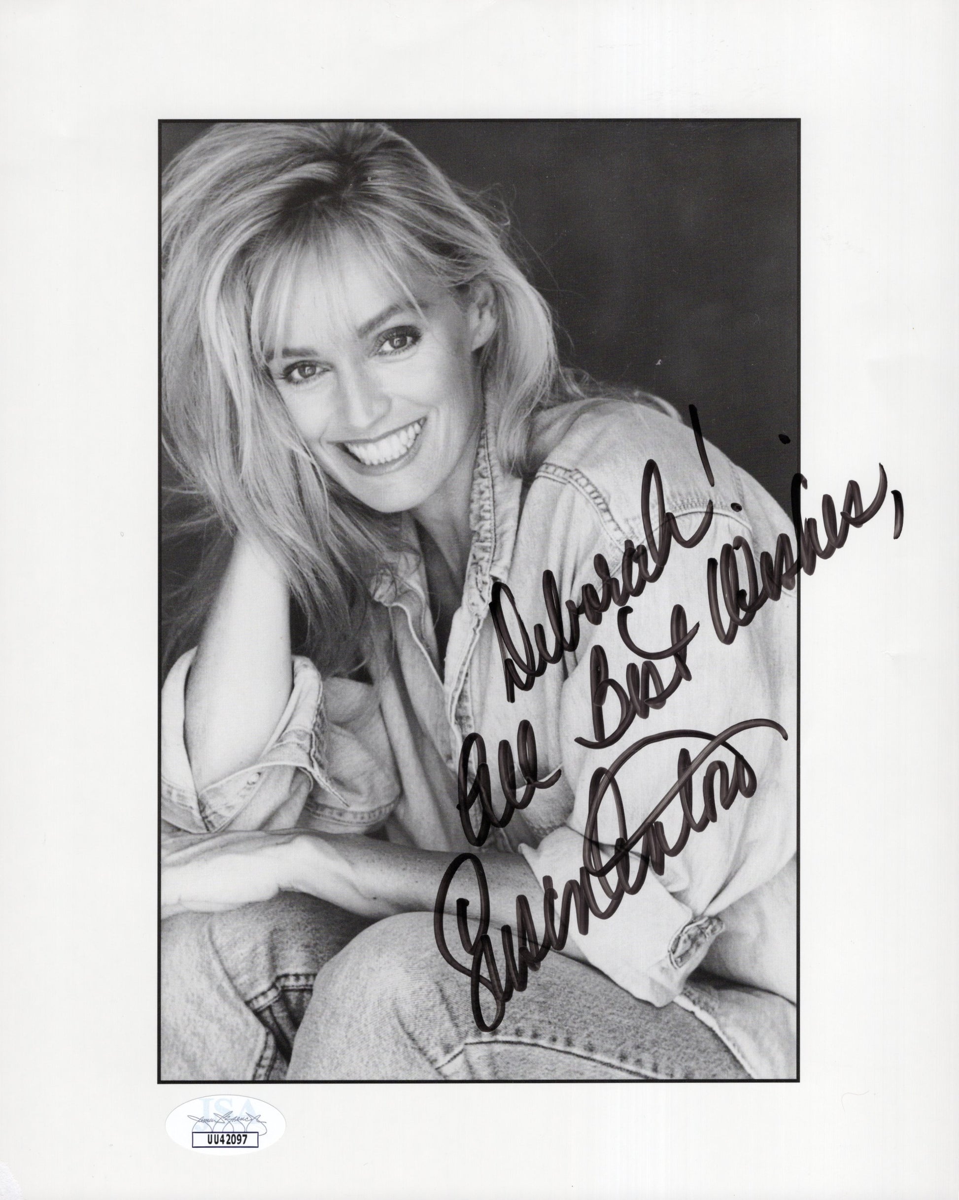 Susan Anton Signed Photo 8x10 B&W Personalized "Deborah! All Best Wishes", Susan Anton Autograph, JSA Certified Authentic UU42097