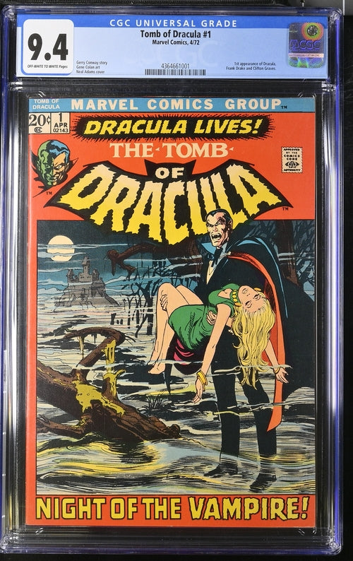 TOMB OF DRACULA No. 1 - cover by Neal Adams - Marvel 1972 - CGC 9.4