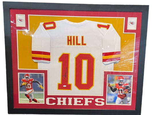 TYREEK HILL (Chiefs White) Signed Autographed Framed Jersey JSA