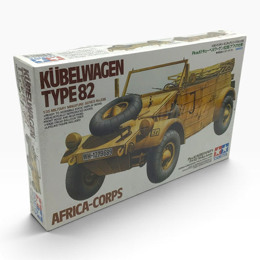 Tamiya Kubelwagen Type 82 Africa Corps 1:35 Scale Model Kit 35238 – Military Miniatures – 1999 – New