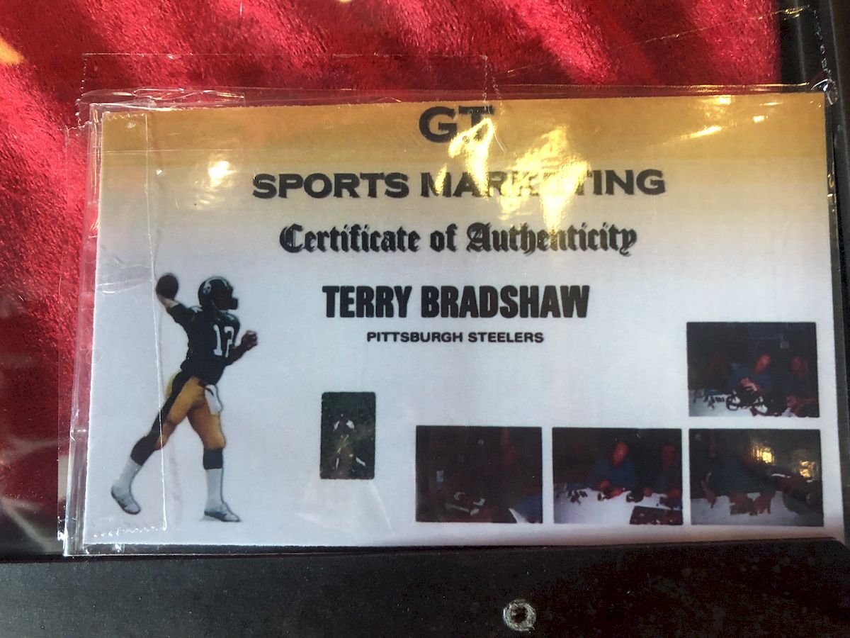 Terry Bradshaw Steelers Certified Authentic Autographed Football Shadowbox