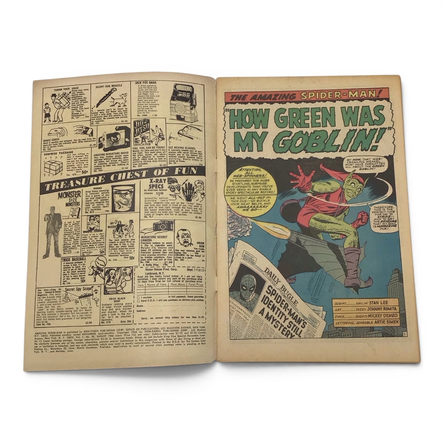 The Amazing Spider-Man #39 – “Spidey and the Green Goblin... Both Unmasked!” (FR/GD)