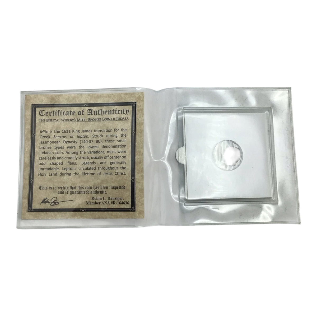 The Biblical Widow's Mite Bronze Coin of Judaea w/ COA