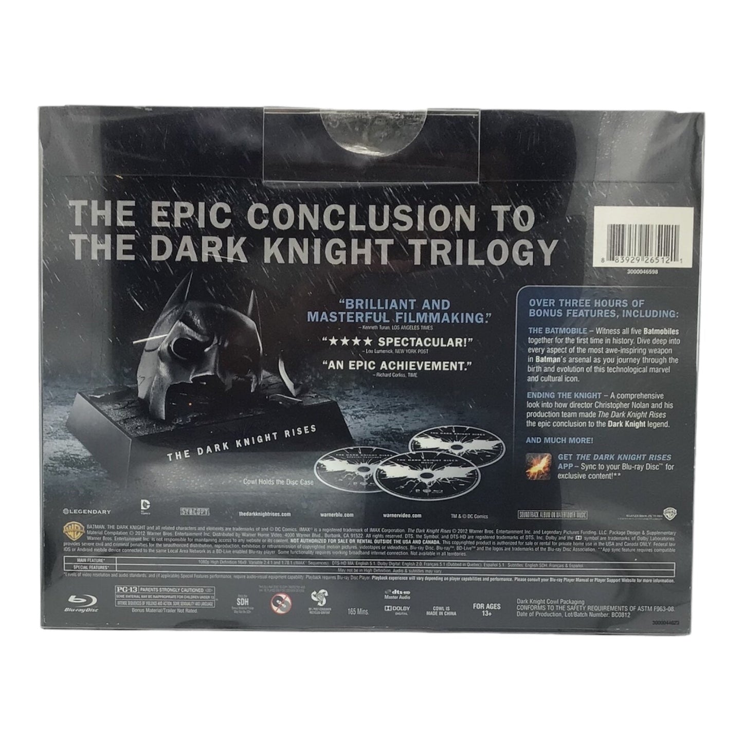 The Dark Knight Rises Blu-ray DVD Limited Edition Bat Cowl Special Case Mask Bat