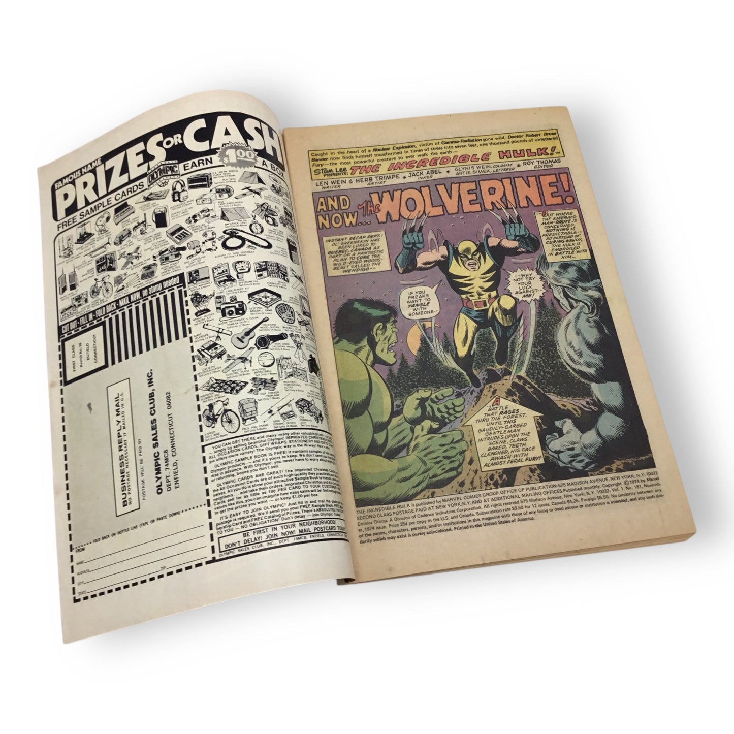 The Incredible Hulk #181 (1974, Marvel Comics) First Full Appearance of Wolverine