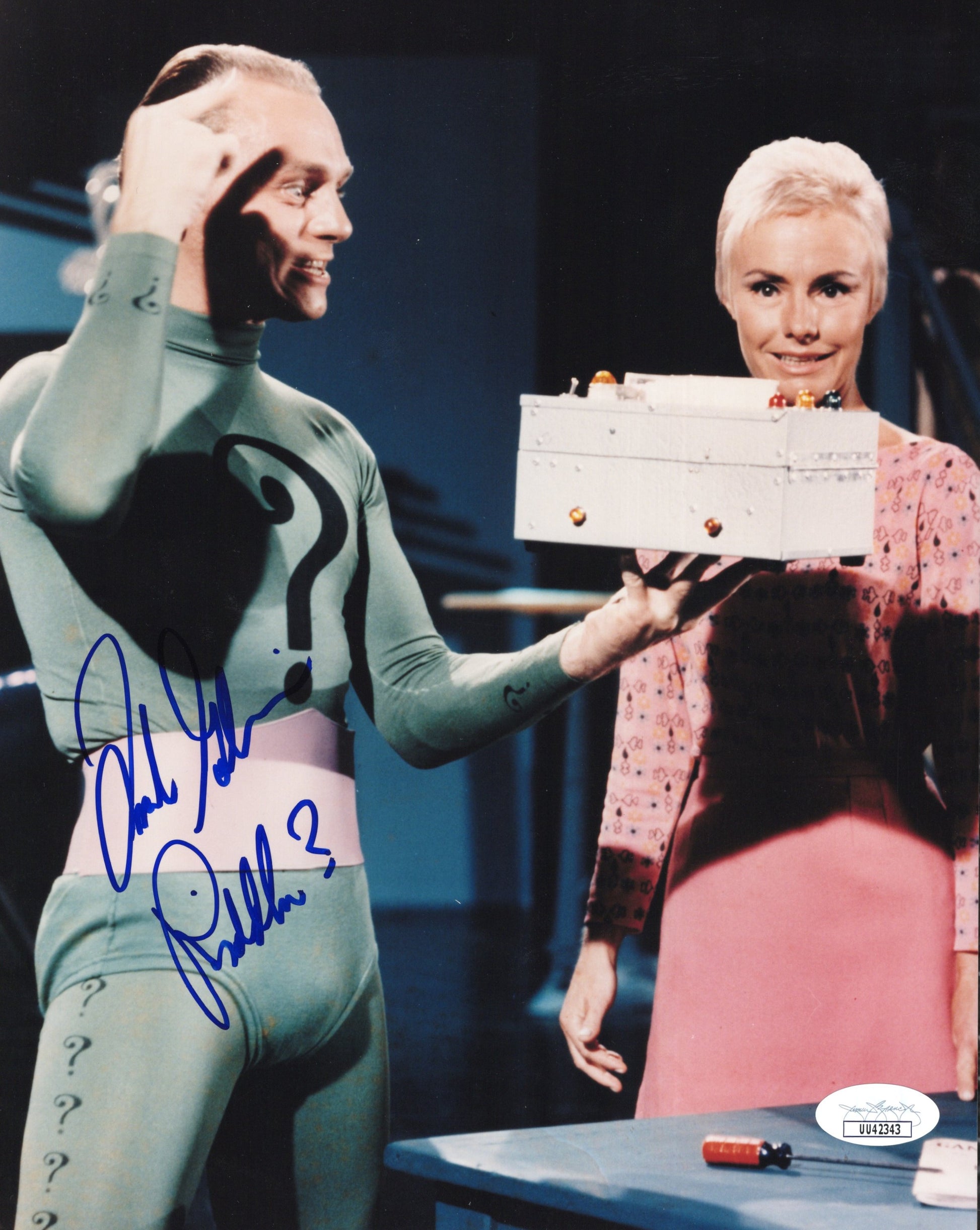 The Riddler Frank Gorshin Signed Photo 8x10, Frank Gorshin Autograph as The Riddler in Batman, JSA and PSA Letter Double Certified Authentic UU42343