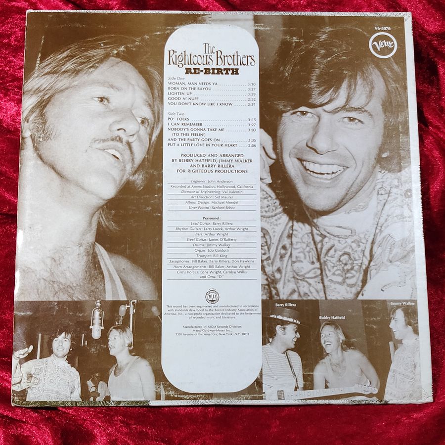 The Righteous Brothers- Re-Birth LP Promo