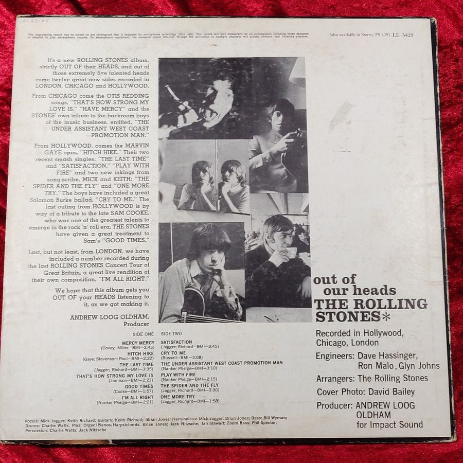 The Rolling Stones - out of our heads - VG Mono. FFRR Label - LL3429