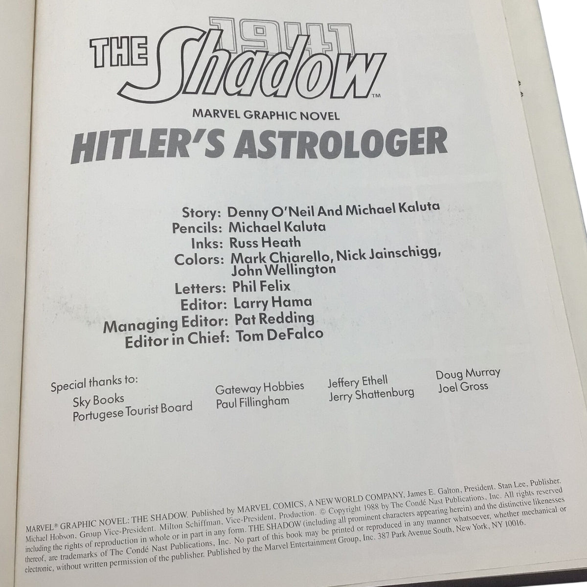 The Shadow: 1941 – Hitler's Astrologer Hardcover – Marvel Comics 1988