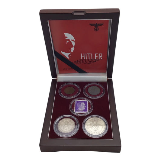 Third Reich Coin Set w/ German Occupied Ukraine Stamp featuring Adolf Hilter