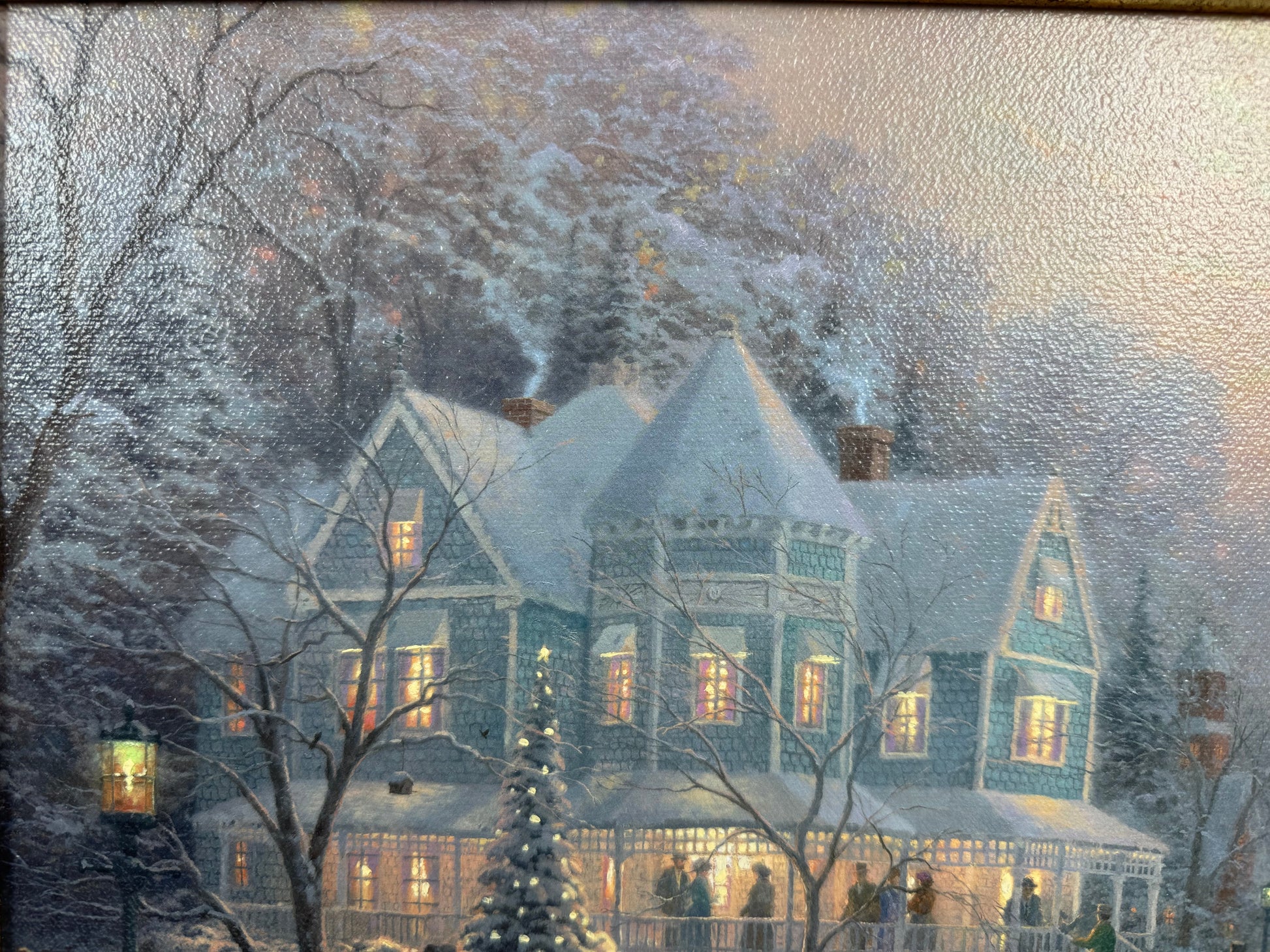 Thomas Kinkade A Holiday Gathering Christmas Cottage IX LE #380/6950 Framed Canvas