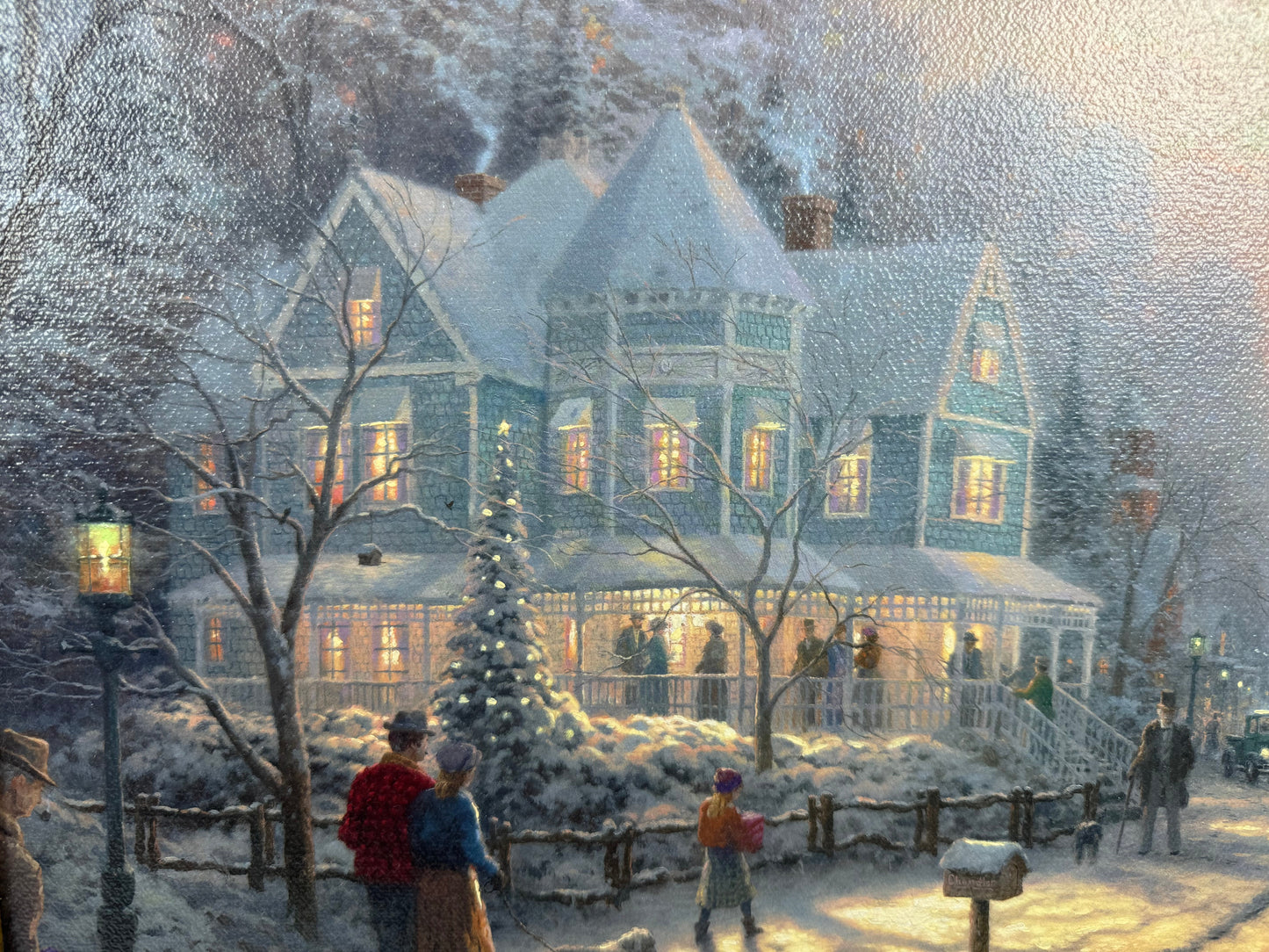 Thomas Kinkade A Holiday Gathering Christmas Cottage IX LE #380/6950 Framed Canvas