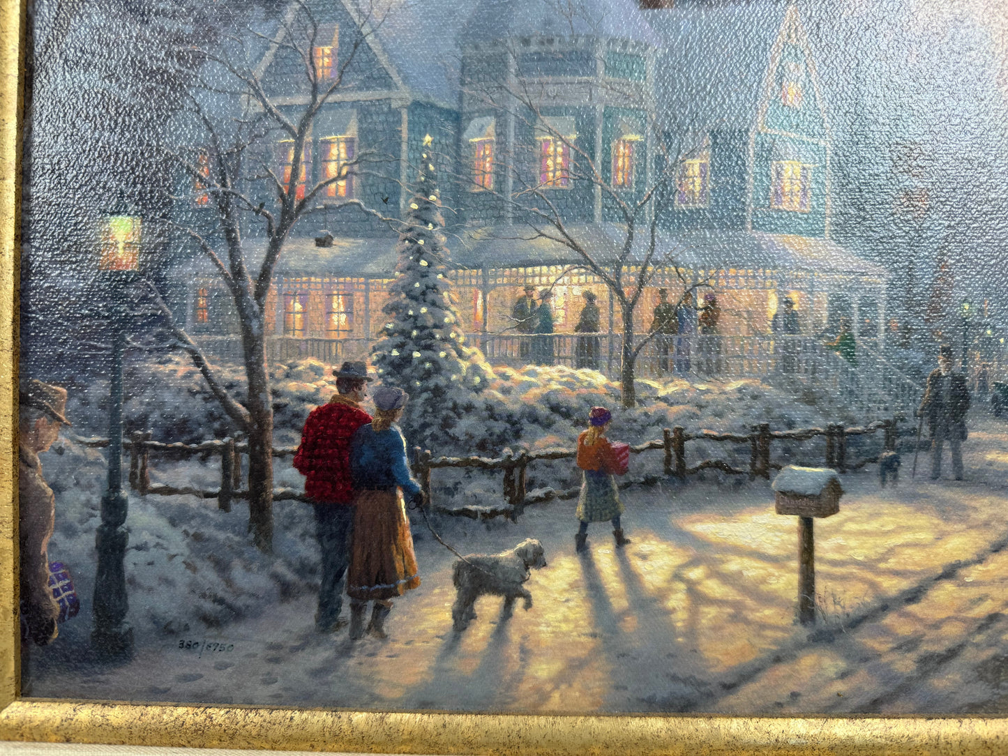 Thomas Kinkade A Holiday Gathering Christmas Cottage IX LE #380/6950 Framed Canvas