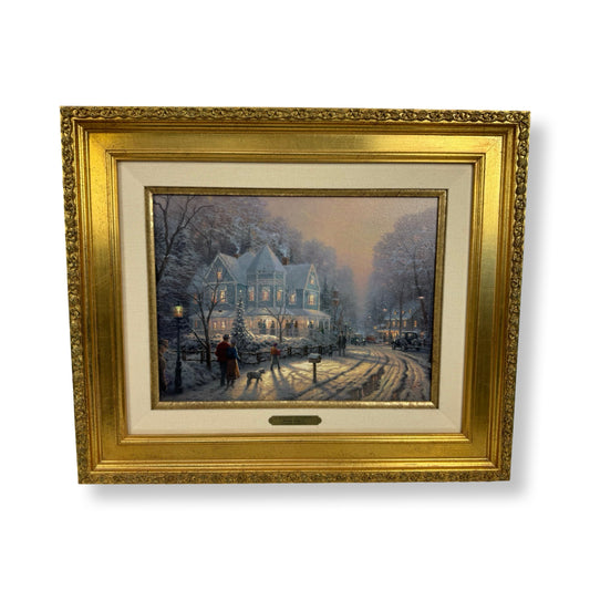 Thomas Kinkade A Holiday Gathering Christmas Cottage IX LE #380/6950 Framed Canvas