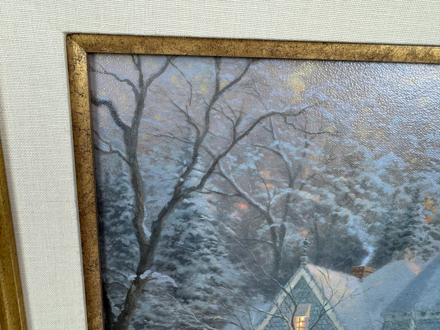 Thomas Kinkade A Holiday Gathering Christmas Cottage IX LE #380/6950 Large Canvas