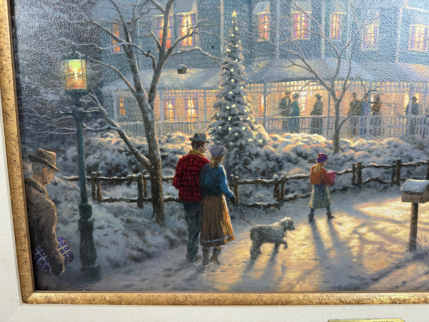 Thomas Kinkade A Holiday Gathering Christmas Cottage IX LE #380/6950 Large Canvas