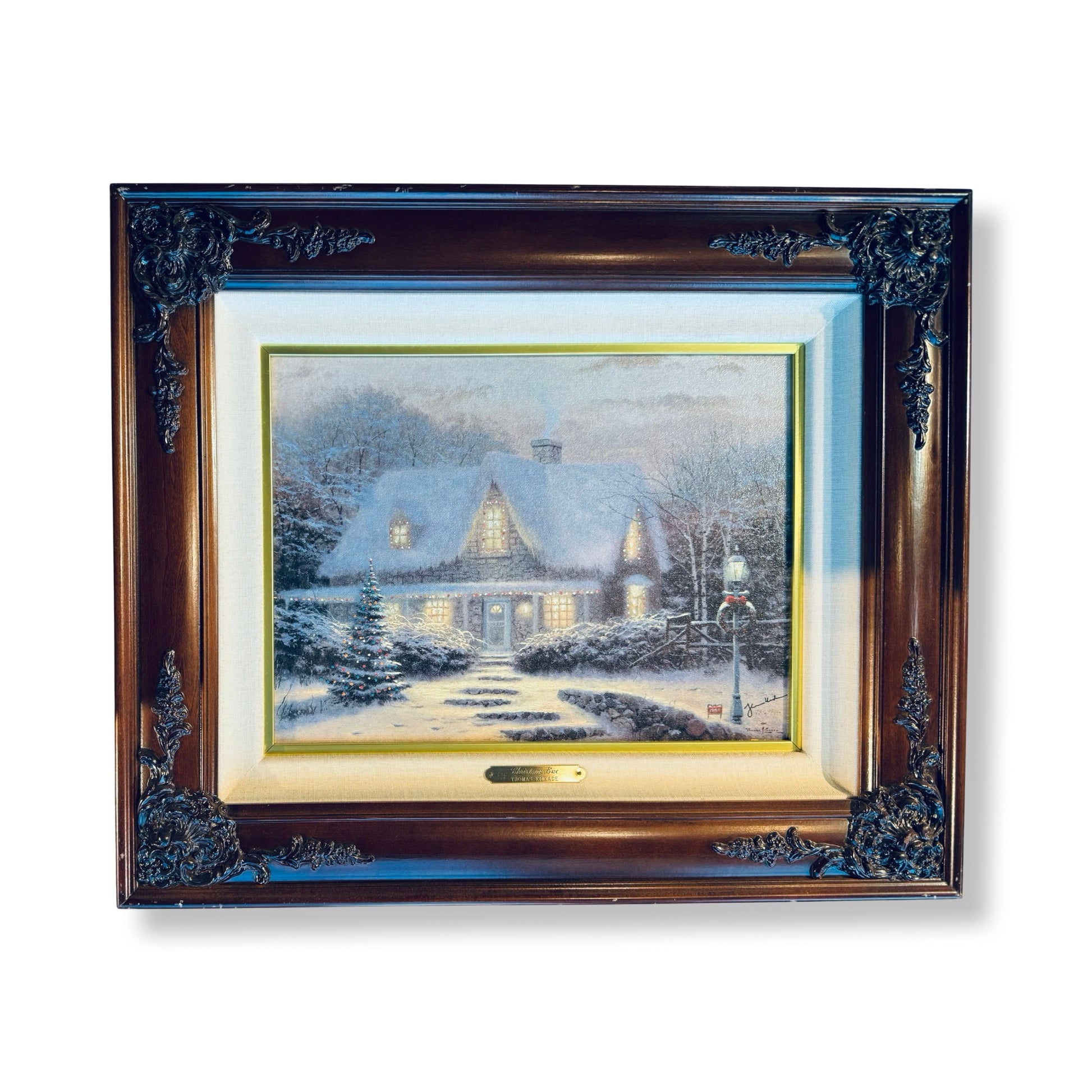 Thomas Kinkade Christmas Eve 1 Ltd Edition 736/980 Signed Canvas Print Framed