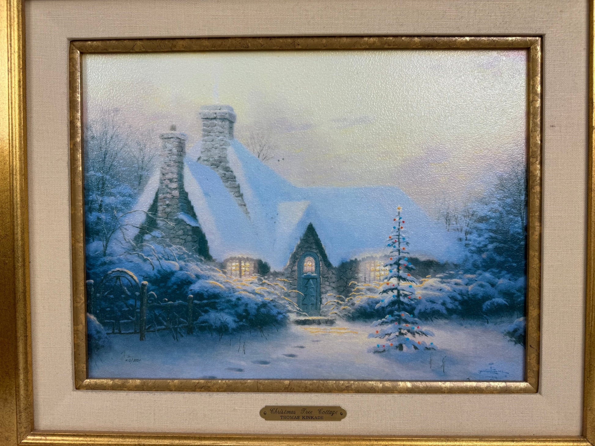 Thomas Kinkade Christmas Tree Cottage LE #413/3950 Signed Framed Canvas Print