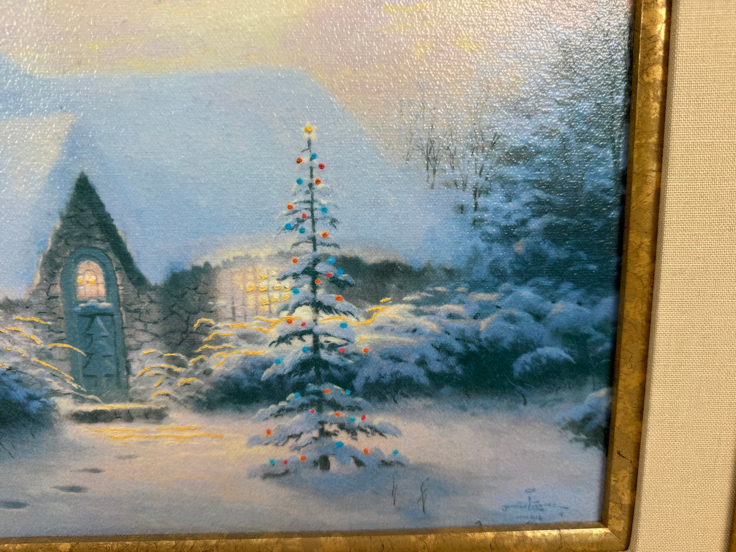 Thomas Kinkade Christmas Tree Cottage LE #413/3950 Signed Framed Canvas Print