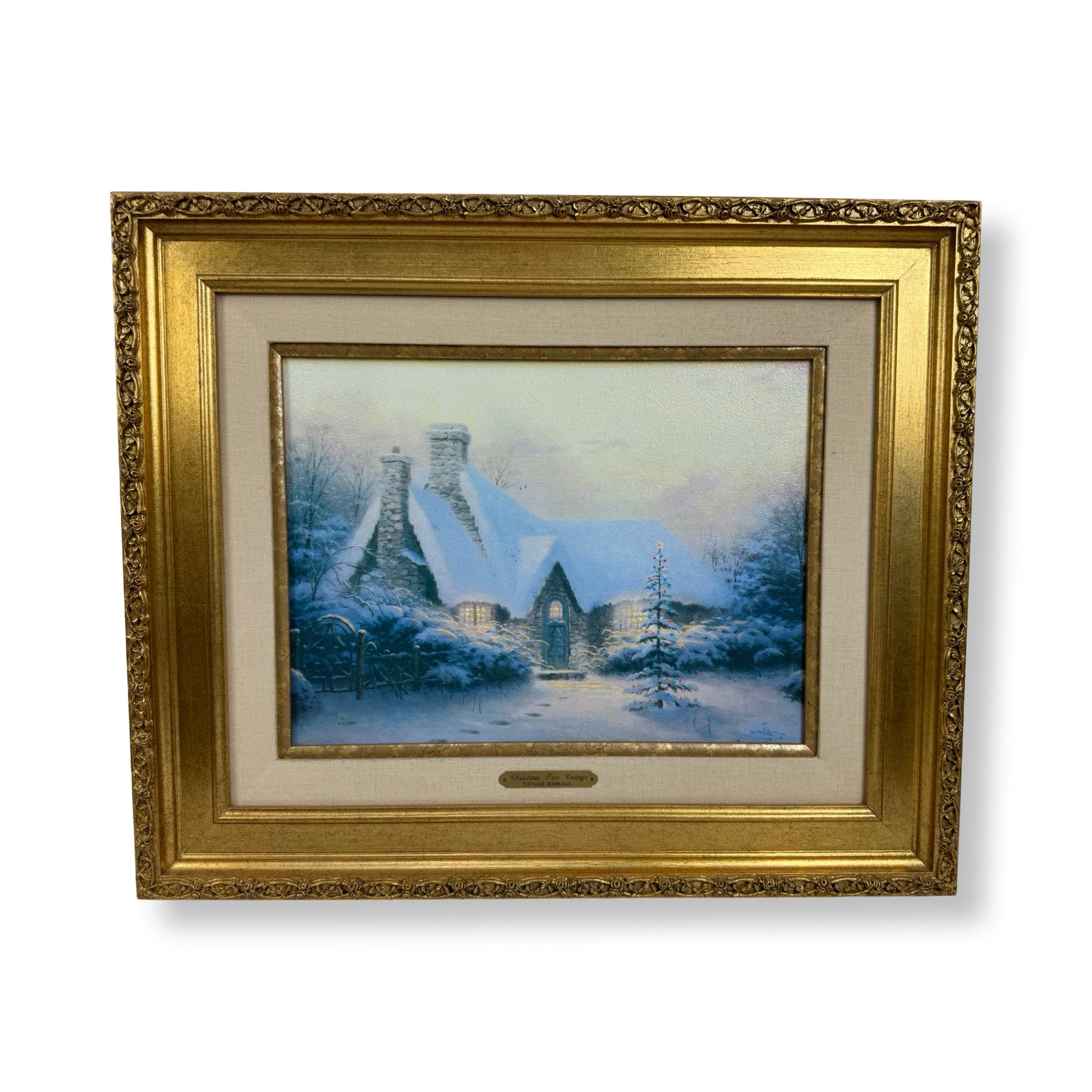 Thomas Kinkade Christmas Tree Cottage LE #413/3950 Signed Framed Canvas Print