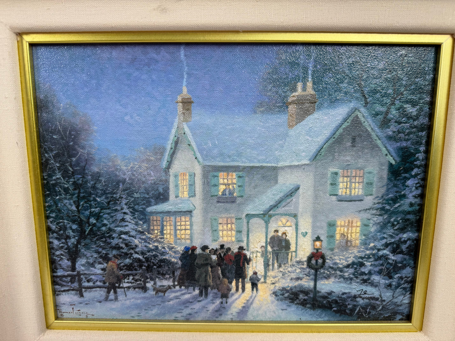 Thomas Kinkade Evening Carolers P/P Edition #16/100 Signed Framed Canvas Print